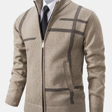 Striped Pattern Zip Sweater
