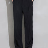 Relax Fit Elastic Waist Straight Leg Trousers