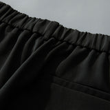 Relax Fit Elastic Waist Straight Leg Trousers
