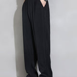 Relax Fit Elastic Waist Straight Leg Trousers