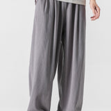 Linen And Cotton Blend Relax Fit Wide Leg Pants