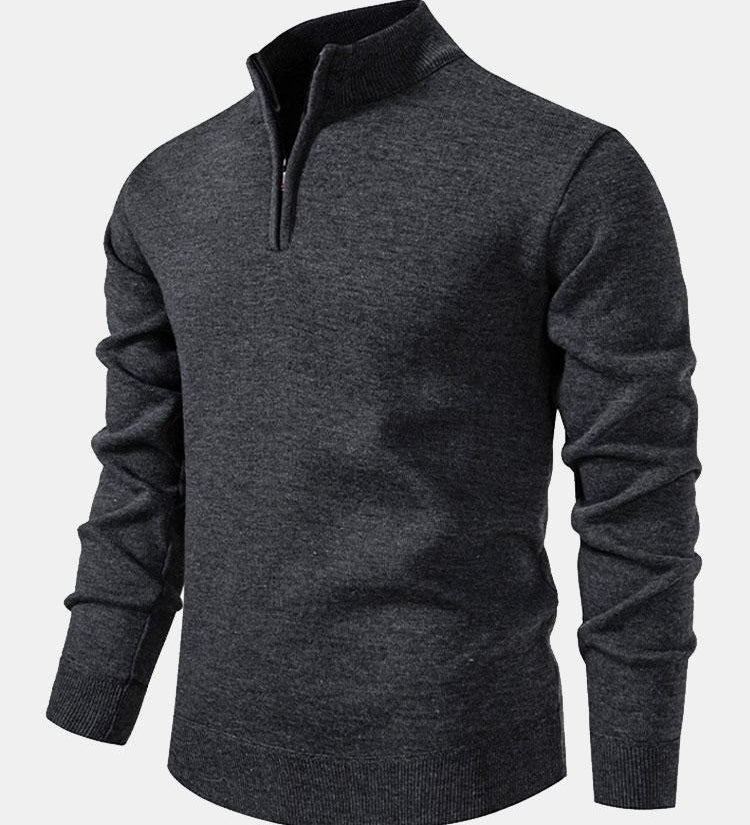 Relax Fit Zip Up Neck Sweater