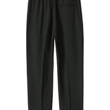 Relax Fit Elastic Waist Straight Leg Trousers