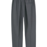 Relax Fit Elastic Waist Straight Leg Trousers