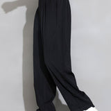 Relax Fit Elastic Waist Straight Leg Trousers