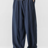 Linen And Cotton Blend Relax Fit Wide Leg Pants